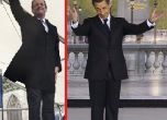 Оланд (вляво) и настоящият президент и негов основен опонент - Саркози Снимки:EPA / БГНЕС