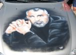 Премиерът Бойко Борисов, изрисуван върху автомобила на негов почитател от Русе. Снимка: БГНЕС