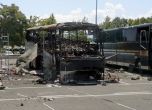 Взривеният автобус на летище "Сарафово". Снимка: БГНЕС