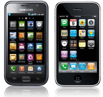 iPhone 4 и Samsung Galaxy.