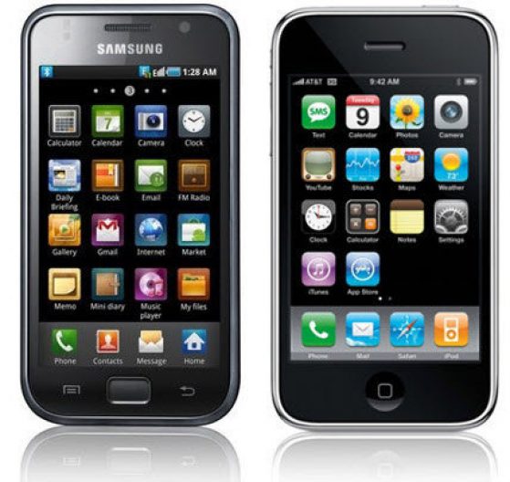 iPhone 4 и Samsung Galaxy.