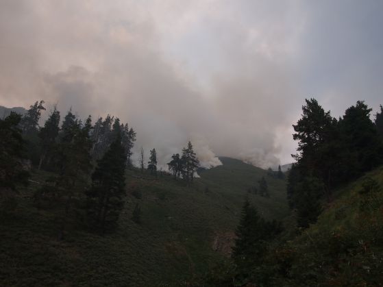 Големият пожар в Средна Рила, недалеч от Рилския манастир - 25 август 2012 г. Снимка: Владимир Йончев