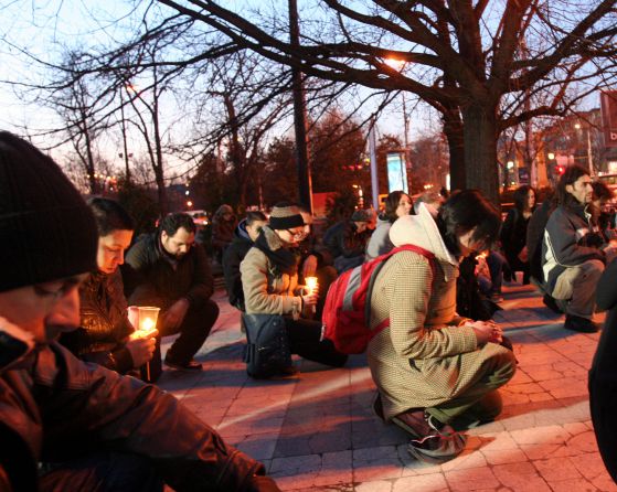 Бдението в памет на починалия на 3 март Пламен Горанов. Снимка: Сергей Антонов