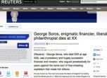 Публикацията на Ройтерс за смъртта на Джордж Сорос. Годините са отбелязани с ХХХ