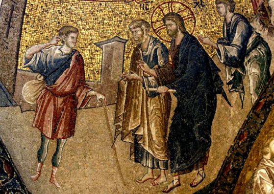 Изцеляване на слепия. Мозайка от XIV в. в манастира Хора в Истанбул