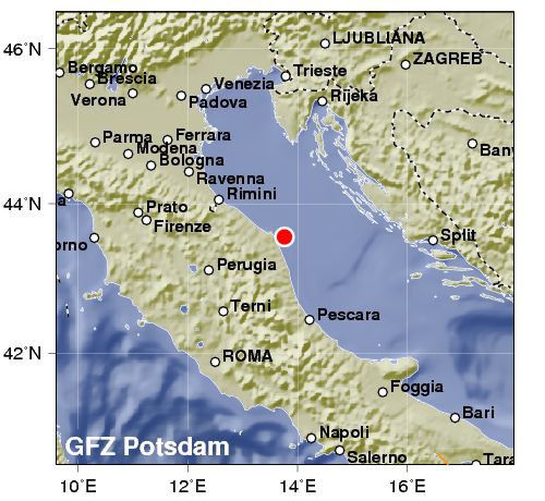 Земетресение в Централна Италия на 21 юли 2013 г. Карта: ГФЦ-Потсдам