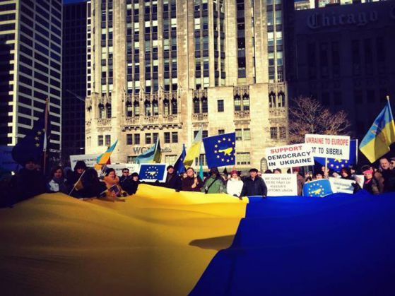 Подкрепата за протестиращите в Украйна от Чикаго. Снимка: ДАНСwithMeWorld