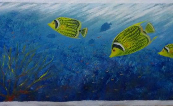 Художник от Перу рисува картините си под вода