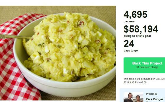Проект за картофена салата събра $60 000 в сайт за начинания