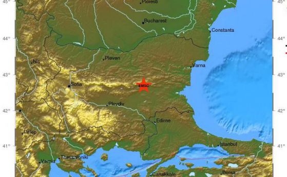 Земетресение с магнитуд 4.4 край Сливен (обновена)