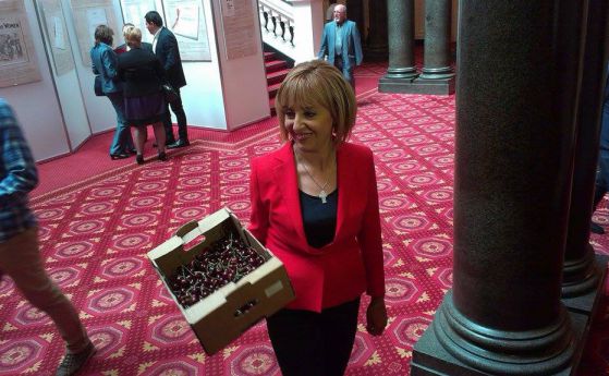 Манолова почерпи с кюстендилски череши в парламента (снимки)