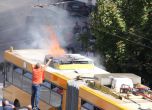 Тролей се запали в центъра на София (снимки)