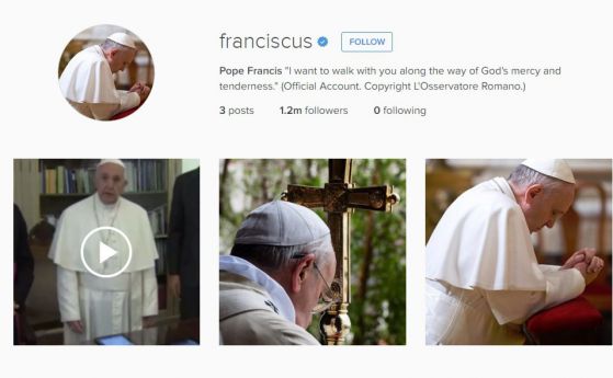 Папата вече и с Instagram акаунт