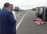 Камион с агнешко блокира пътя на Цацаров (снимки)