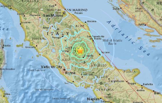 Земетресение с магнитуд 4.2 по Рихтер разлюля Централна Италия в