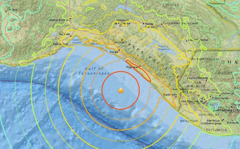 Мощно земетресение с магнитуд 8.1 по Рихтер разтърси южните брегове