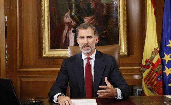 Испанският крал заклейми референдума в Каталуния като незаконен и опасен