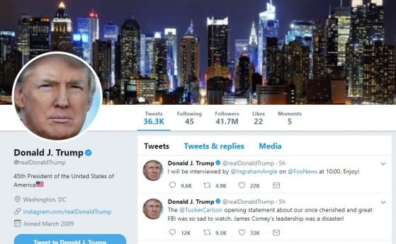 Служител на Туитър изтри профила на американския президент Доналд Тръмп