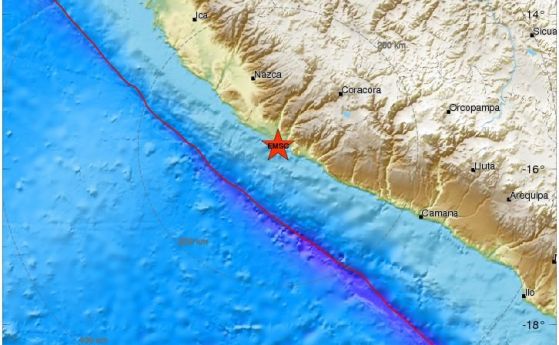 Земетресение 7.2 край Перу