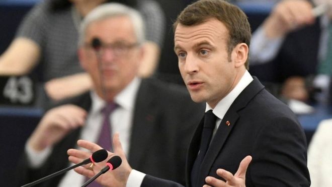 Френският президент Еманюел Макрон изнесе 20-минутна реч пред евродупутатите в