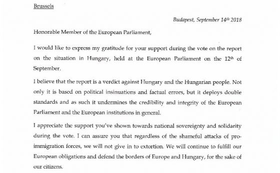 Бареков се похвали с благодарствено писмо от Орбан