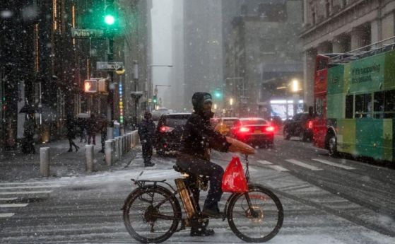 Сняг парализира Ню Йорк (видео)