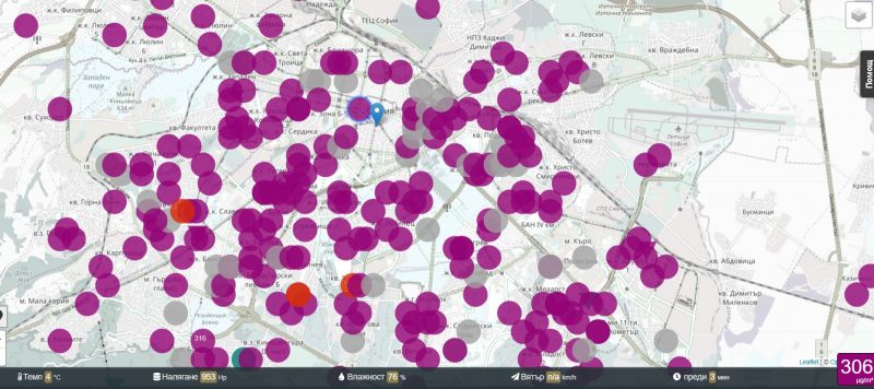 Сензори в София отчитат днес фини прахови частици във въздуха