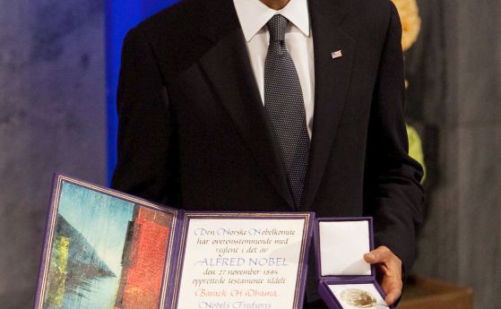 Връчването на Нобеловата награда за мир на американския президент Обама