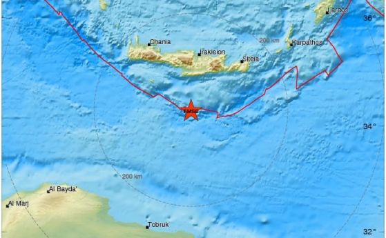 Земетресение с магнитуд 5 разлюля гръцкия остров Крит