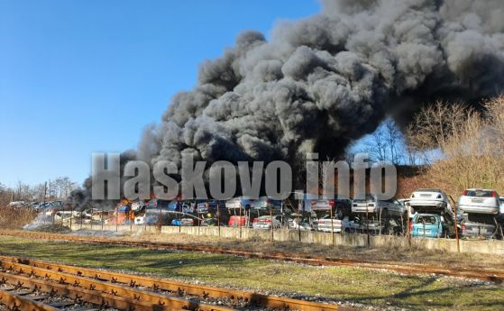 Над 100 коли в автоморга изгоряха при голям пожар в Хасково (обновена в 20:40 ч.)