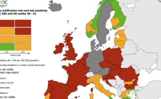 Повече от половината държави в Европа са в червена зона за COVID-19