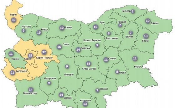 24 области в страната са в зелената зона за COVID-19
