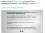 Русия е изгонена и от Евровизия