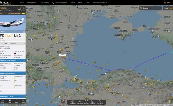 Ил-96 на Кремъл влезе в небето над България от Сочи (обновена)