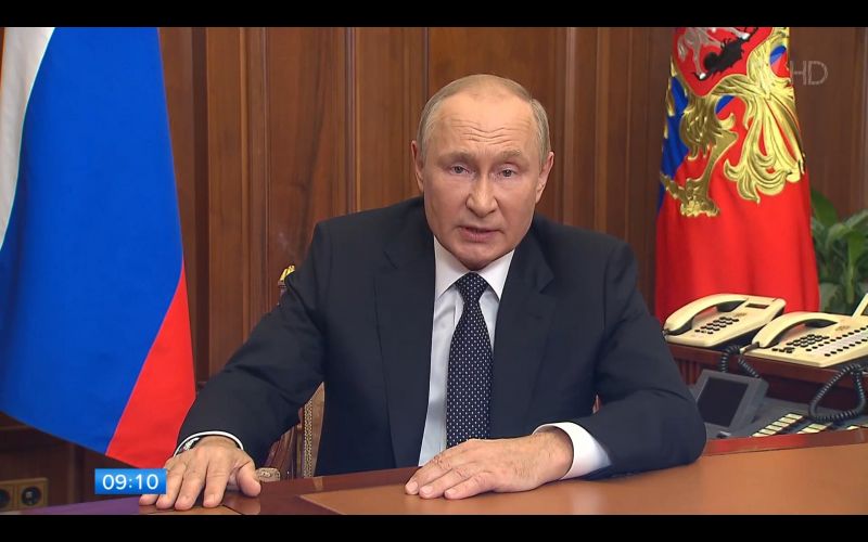 Президентът на Руската федерация Владимир Путин обяви частична мобилизация на