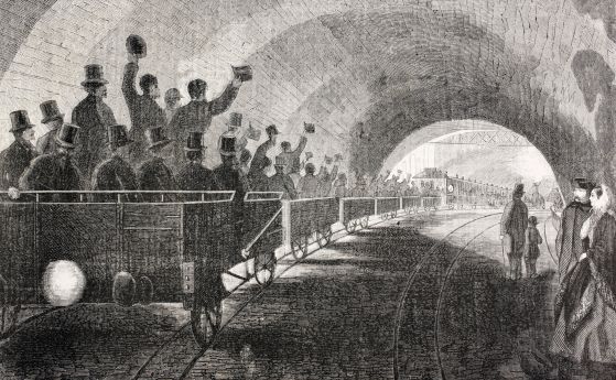 Пробно пускане на влак в лондонското метро през 1862 г.