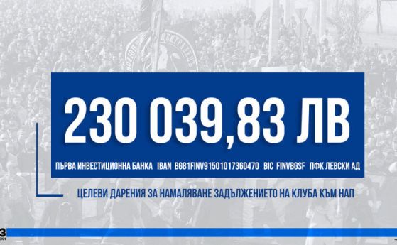 Даренията за дълга на Левски към НАП спаднаха драматично