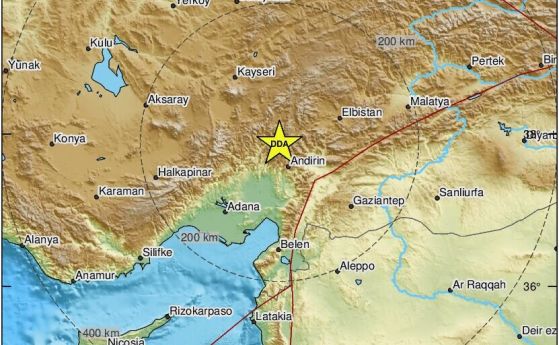 Днешното земетресение в Турция