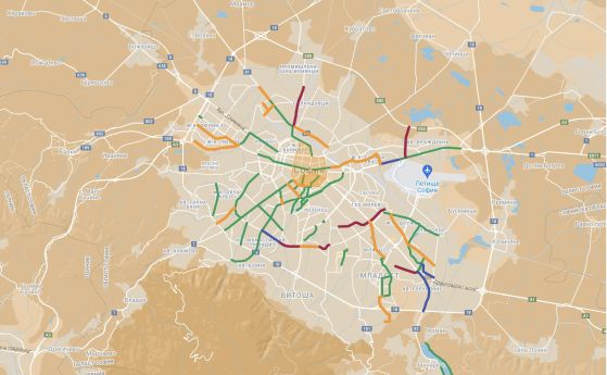 Карта на велоалеите в София от декември 2021 г., предоставена от Столична община