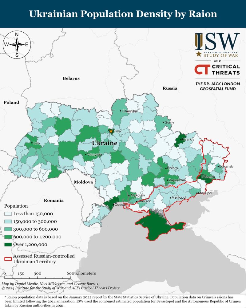 Разпространението на украинското население в Украйна по райони