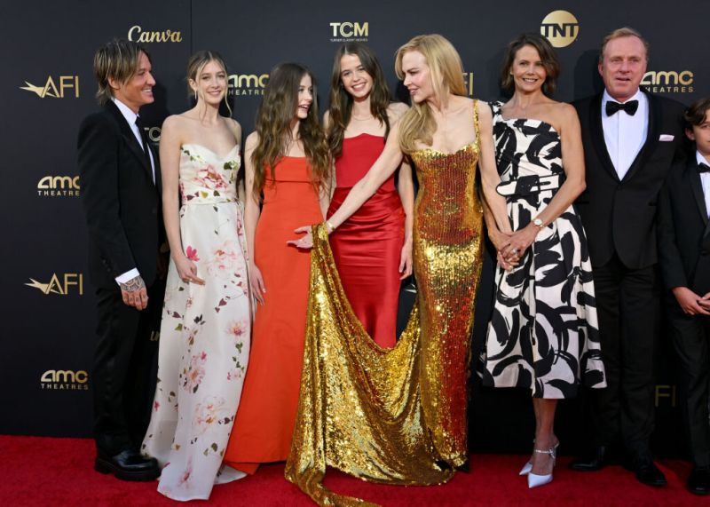 Keith Urban, Sunday Rose Kidman-Urban, Faith Margaret Kidman-Urban, Sybella Hawley, Nicole Kidman, Antonia Kidman and Craig Marran attend the 49th AFI Life Achievement Award Gala Tribute Celebrating Nicole Kidman at Dolby Theatre on April 27, 2024 in Holl