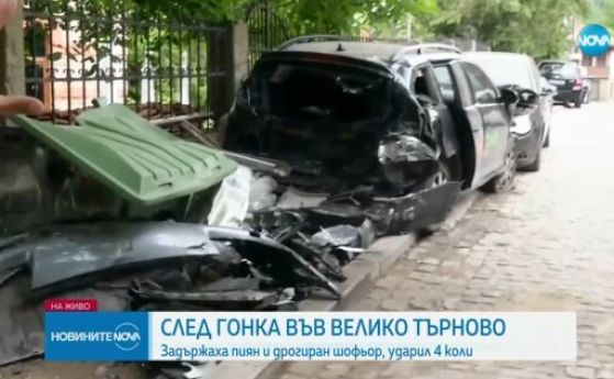 Шофьор помете 4 паркирани коли във Велико Търново при гонка с полицията