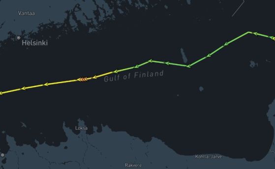 Маршрутът на танкера Eagle S на картата на MarineTraffic, във връзка с инцидента Estlink 2