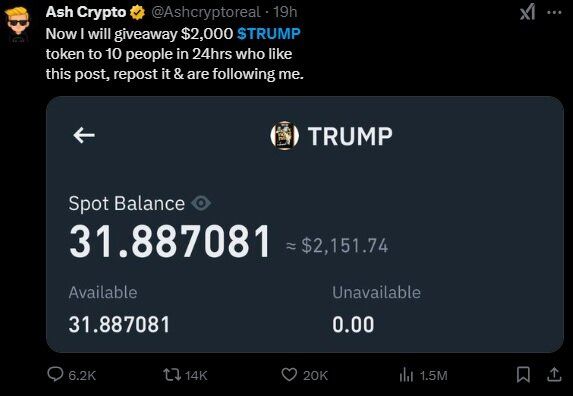 Еуфория по токена на Тръмп