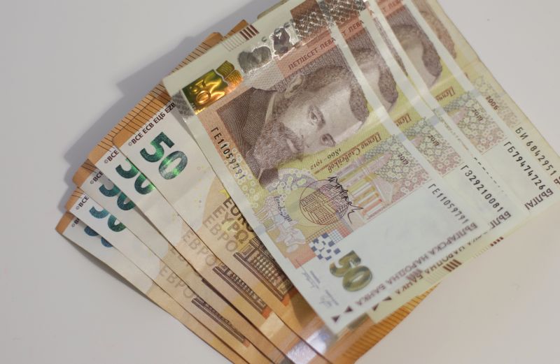 Банкноти левове и евро. Архив