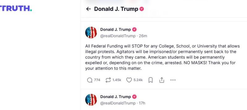 Постът в Truth Social