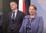 Кирил Добрев (БСП) и Деница Сачева (ГЕРБ) на брифинг в НС