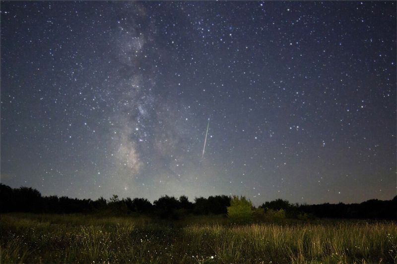 Метеор по време на Персеиди, заснет от Шуменското плато през 2021 г. Снимка: Пенчо Маркишки, личен архив