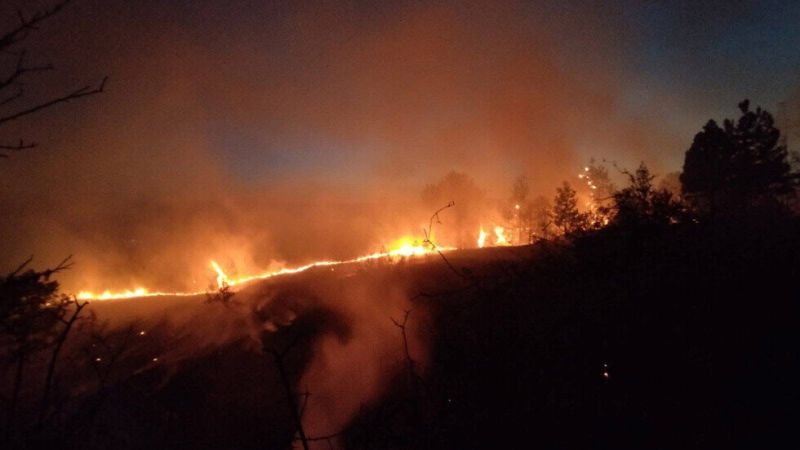 Военен хеликоптер и над 120 доброволци гасят пожара в с. Илинденци