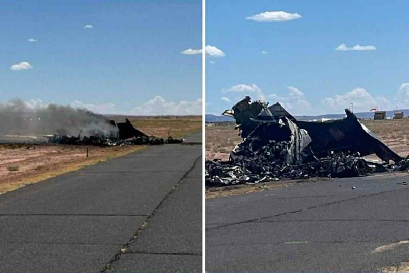 Останките от медицинския транспортен самолет в близост до летище Чинле в Аризона.